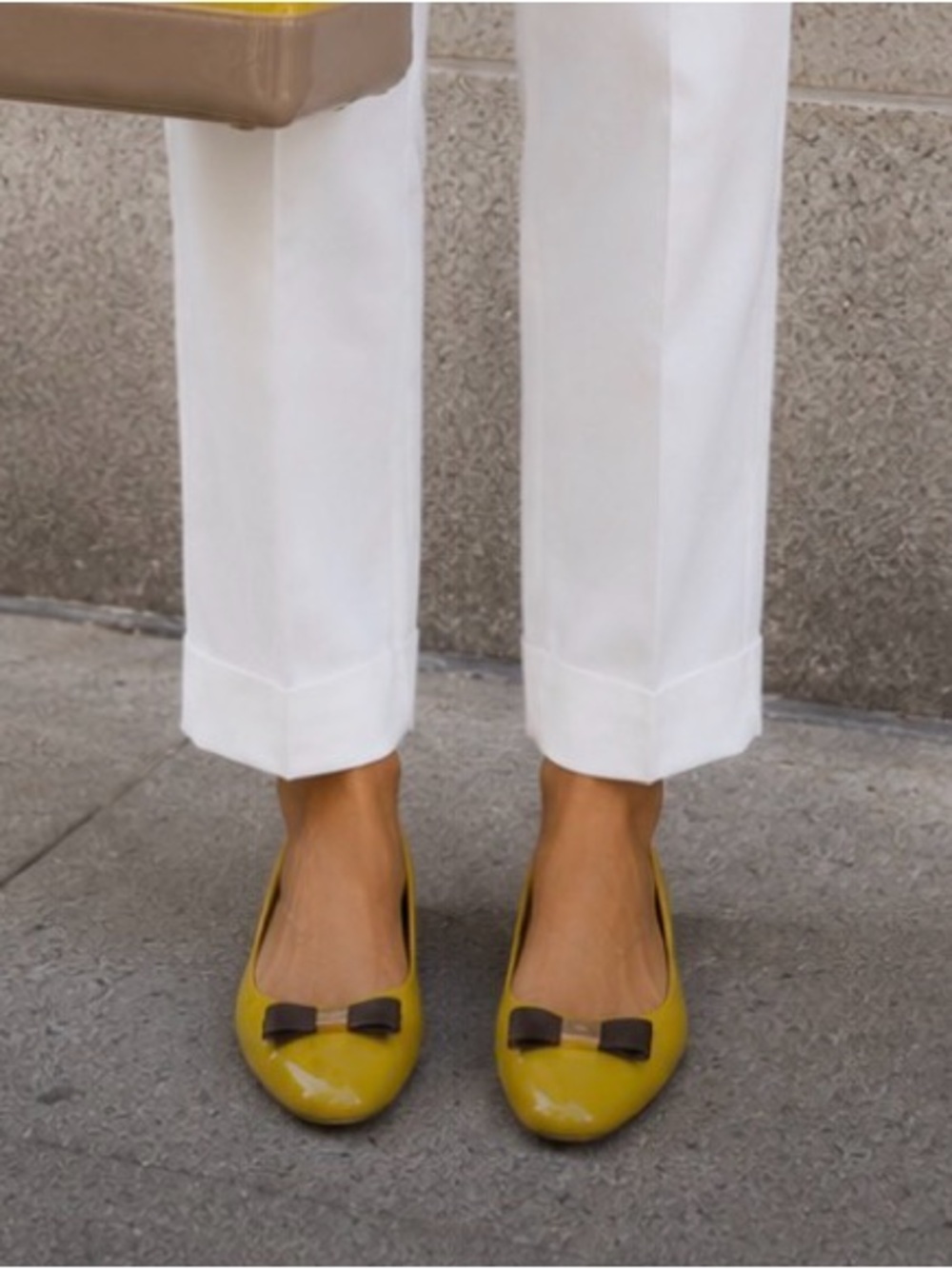 Furla Yellow Bow Accent Flats